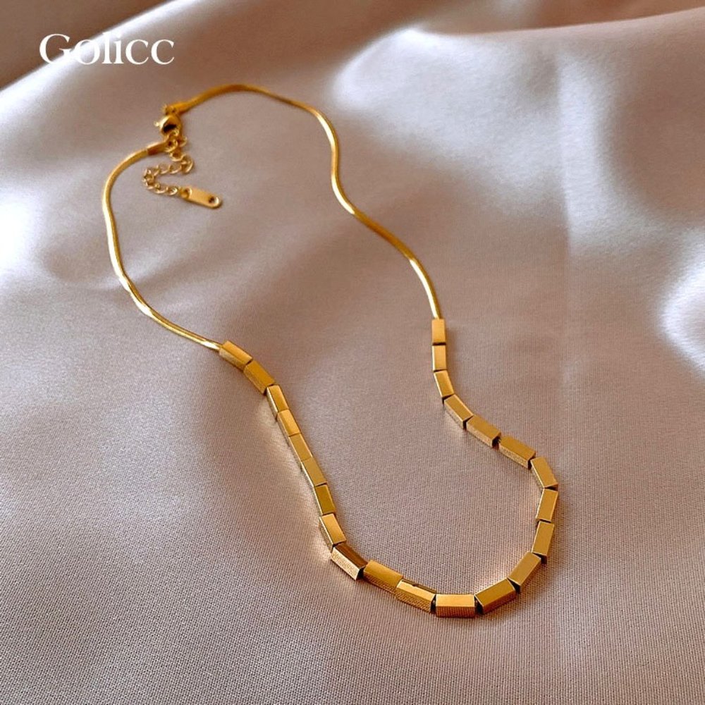 GOLICC Small Gold Brick Necklace